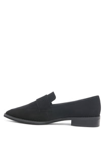 Zofia Black Suede Penny Loafers