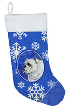 Load image into Gallery viewer, Bulldog English Winter Snowflakes Holiday Christmas Stocking
