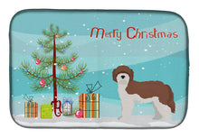 Load image into Gallery viewer, 14 in x 21 in Sheepadoodle Christmas Tree Dish Drying Mat