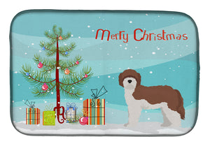 14 in x 21 in Sheepadoodle Christmas Tree Dish Drying Mat