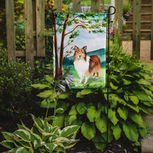 Load image into Gallery viewer, 11 x 15 1/2 in. Polyester Under the Tree Sheltie Garden Flag 2-Sided 2-Ply