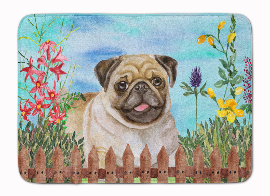 19 in x 27 in Fawn Pug Spring Machine Washable Memory Foam Mat