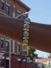 Load image into Gallery viewer, Summer Nights Turquoise &amp; Diamond Bracelet In 14K Yellow Gold Plated Sterling Silver