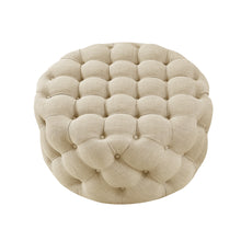 Load image into Gallery viewer, Alzbeta Linen Allover Tufted Round Cocktail Ottoman