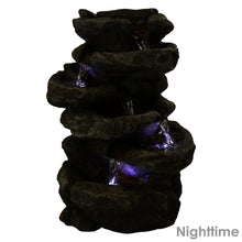 Load image into Gallery viewer, 6 Tier Stone Falls Tabletop Indoor Water Fountain Feature w/ LED