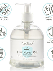 Kimtrue Antibacterial Hand Sanitizer 70% Alcohol Gel with Moisturizing Aloe (16 oz), Made in USA, 6 pcs Pack