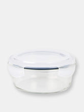 Load image into Gallery viewer, Michael Graves Design 32 Ounce High Borosilicate Glass Round Food Storage Container with Indigo Rubber Seal