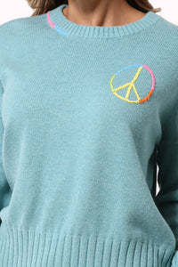 Cotton/Cashmere Peace Crew Sweater
