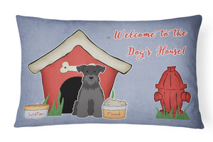 12 in x 16 in  Outdoor Throw Pillow Dog House Collection Miniature Schnauzer Black Canvas Fabric Decorative Pillow