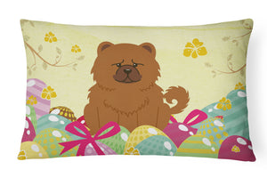 12 in x 16 in  Outdoor Throw Pillow Easter Eggs Chow Chow Red Canvas Fabric Decorative Pillow