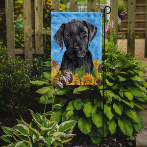 Labrador In Summer Flowers Garden Flag 2-Sided 2-Ply