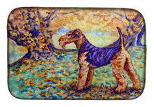 Load image into Gallery viewer, 14 in x 21 in Autumn Airedale Terrier Dish Drying Mat