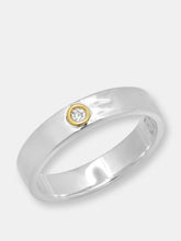 Load image into Gallery viewer, Sterling Silver With 14K Gold &quot;Liquid Metal&quot; Narrow Hammered Band With Diamond