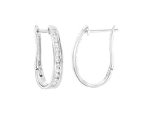 Load image into Gallery viewer, 10k White Gold Plated Sterling Silver 1/2 cttw Lab-Grown Diamond Hoop Earring