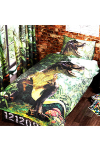 Childrens/Kids T Rex Comforter Cover Bedding Set (Multicolor) (Twin Bed) (UK - Single Bed)