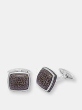 Load image into Gallery viewer, Fossil Agate Stone Cufflinks in Black Rhodium Plated Sterling Silver