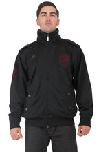 Load image into Gallery viewer, Men&#39;s Black Poly Burgundy Embroidery Patches Performance Track Jacket
