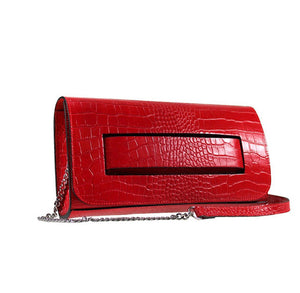 Clutch - Leather Croc Print With Hand Strap