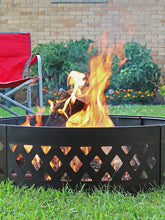 Load image into Gallery viewer, Sunnydaze 36 in Crossweave Steel Wood Burning Fire Pit Ring with Poker