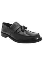 Load image into Gallery viewer, Mens Toggle Saddle Hi-Shine Leather Loafers - Black