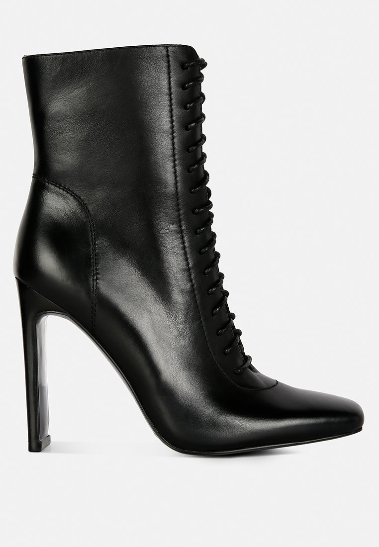 Wyndham Black Lace Up Leather Ankle Boots