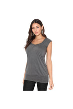 Load image into Gallery viewer, Womens/Ladies Cap Sleeve Banded Hem Jersey Top - Charcoal