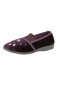 Womens/Ladies Joanna Embroidered Slippers (Purple)