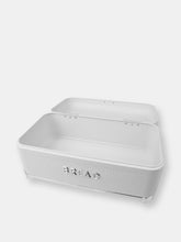 Load image into Gallery viewer, Michael Graves Design Soho Swing Up Lid Tin Bread Box, White