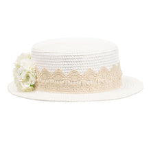 Load image into Gallery viewer, Ivory Guipur Flower Hat