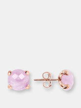 Load image into Gallery viewer, Round Faceted Stone Earrings - Golden Rose/Amethyst