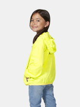 Load image into Gallery viewer, Sam - Kids Yellow Fluo Full Zip Packable Rain Jacket