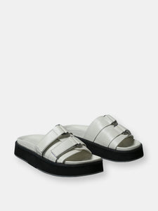 Aniston Buckled Flatform White Slip-on Sandal