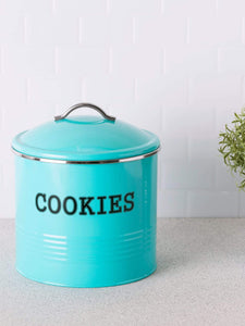 Tin Cookie Jar, Turquoise