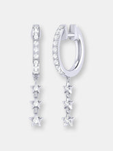 Load image into Gallery viewer, Star Trio Lane Diamond Hoop Earrings in Sterling Silver