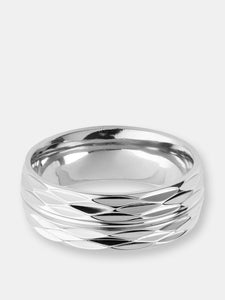 Men's Titanium Polished Honeycomb Texture Ring