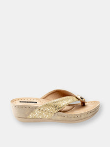 Dafni Gold Wedge Sandals