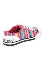 Load image into Gallery viewer, Womens/Ladies Jazzin Eden Stripe Lace Up Canvas Sneaker (Red/Multi)