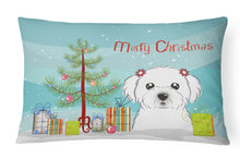 Load image into Gallery viewer, 12 in x 16 in  Outdoor Throw Pillow Christmas Tree and Maltese Canvas Fabric Decorative Pillow