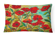 Load image into Gallery viewer, 12 in x 16 in  Outdoor Throw Pillow Poppy Garden Flowers Canvas Fabric Decorative Pillow