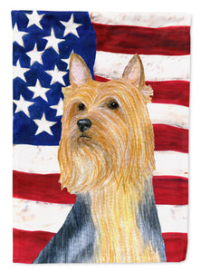 USA American Flag With Silky Terrier Garden Flag 2-Sided 2-Ply