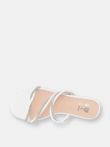 Ceela White Flat Sandals
