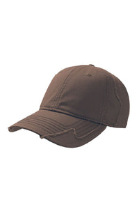 Hurricane Weathered 6 Panel Cap With Raw Edges - Brown
