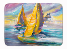 Load image into Gallery viewer, 19 in x 27 in Sailboat with Middle Bay Lighthouse Machine Washable Memory Foam Mat