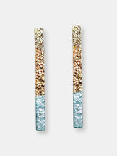 Load image into Gallery viewer, Mint Green Dipped Gold Hammered Bar Earring