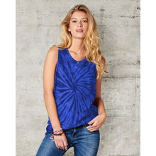 Load image into Gallery viewer, Colortone Womens/Ladies Sleeveless Tie-Dye Tank Top (Spiral Royal)