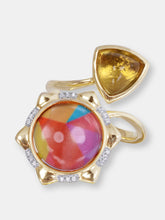 Load image into Gallery viewer, Girl on Fire Citrine &amp; Diamond Open Ring in 14K Yellow Gold Plated Sterling Silver