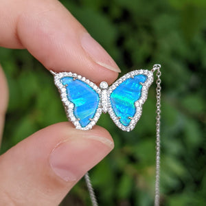 Opal Butterfly Necklace with Stripes