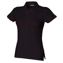 Load image into Gallery viewer, Skinni Fit Ladies/Womens Stretch Polo Shirt (Black)