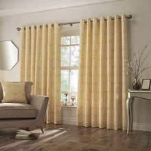 Load image into Gallery viewer, Paoletti Horto Eyelet Curtains (Ochre Yellow) (66in x 72in)