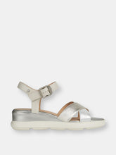 Load image into Gallery viewer, Womens/Ladies Pisa Leather Sandals - Silver/Off White
